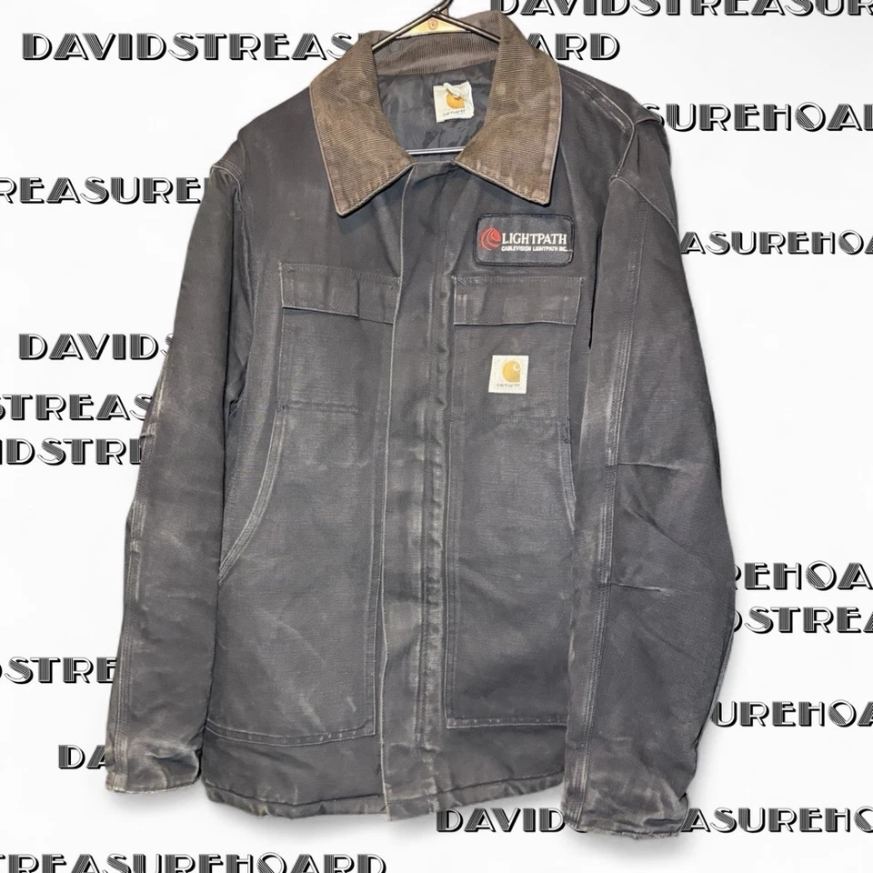 Chaqueta de Lona de Pato Carhartt Para Hombres Envejecida De Colección Talla Grande Acolchada C03 Negra EE. UU. Foto 2 de 4