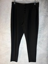 Maze Collection Pants Womens Large Black Skinny Stretch Button Detail Career
