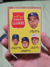 1962 TOPPS NL STRIKEOUT LEADERS SANDY KOUFAX DON DRYSDALE WILLIAMS, O’TOOLE #60