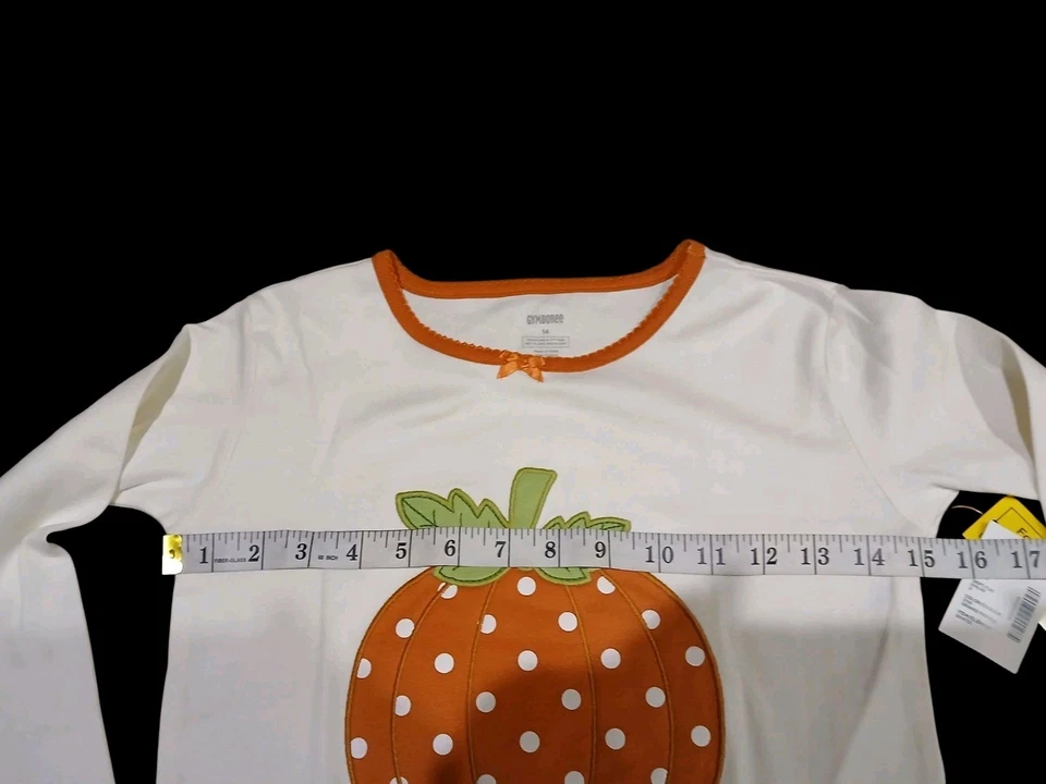Новый с Ярлыками Gymboree девочек оранжевый и слоновой кости тыквы хлопок 2 изделия пижамы - размер 14 - Изображение 3 из 4