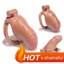 Male Chastity Cage Device 3D Printing Realistic Design Men Locking Belt 4 Rings