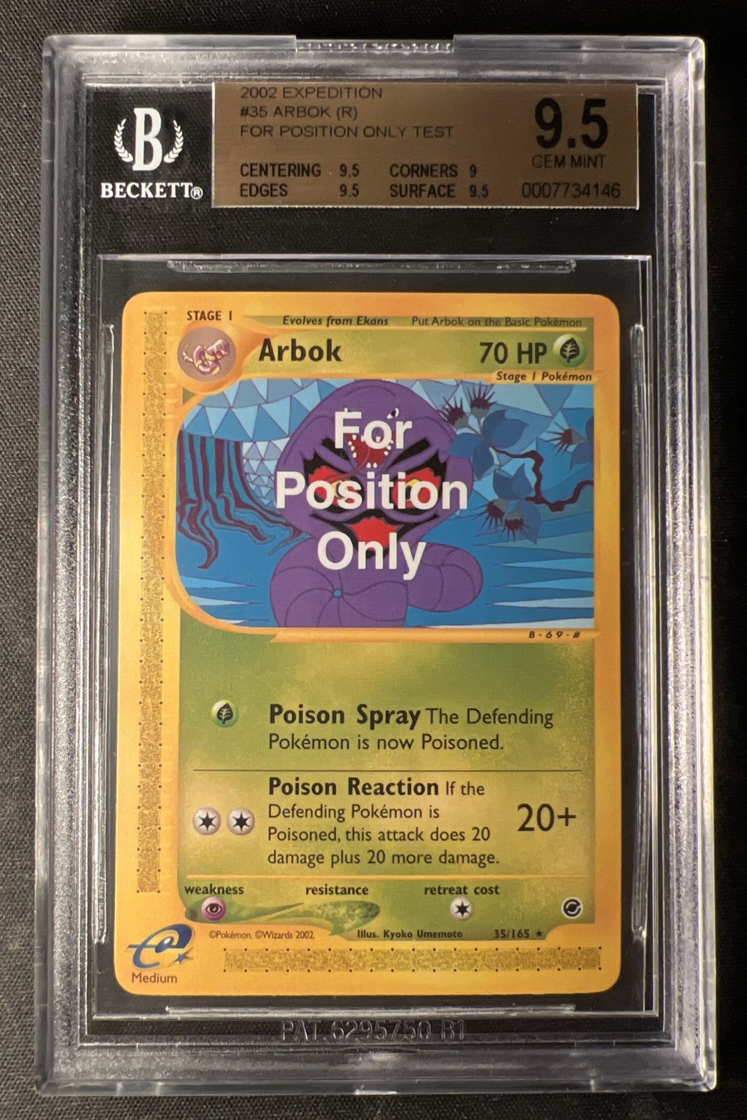 2002 Pokemon Expedition Arbok #35 FPO For Position Only TEST Card BGS 9.5 GEM