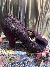 Irregular Choice Size 5 Purple Glitter “Nick Of Time” Courts With Bows& Box