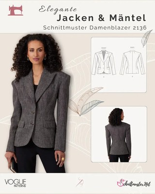 Schnittmuster Jacken Vogue v2136 34-42/44-52