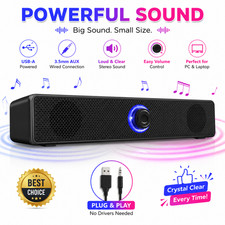 Computer Speakers USB Powered PC Desktop Speakers 3.5mm AUX Wired Audio