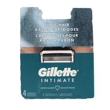Gillette Intimate Pubic Hair Razor Cartridges, 4 Blade Refills 2x Lubrication 6.23 per gallon