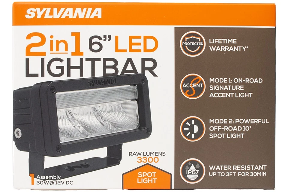 Sylvania 2-in-1 6" LED Light Bar 3300 Raw Lumens Spot Light Model LIGHTBAR2N1.BX - Image 3 of 4