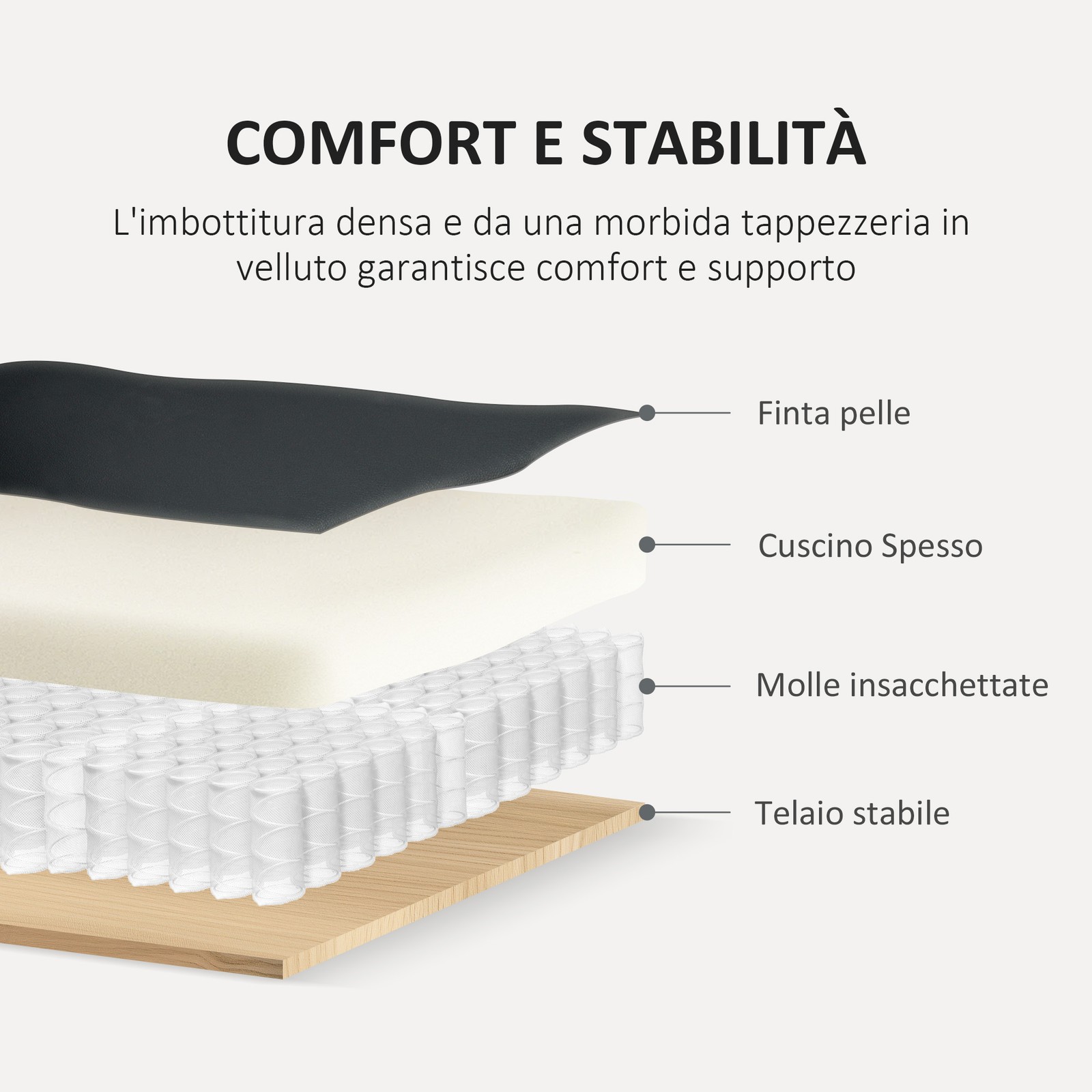 HOMCOM Divano 3 Posti Stile Chesterfield Trapuntato in Finta Pelle Nero foto 6