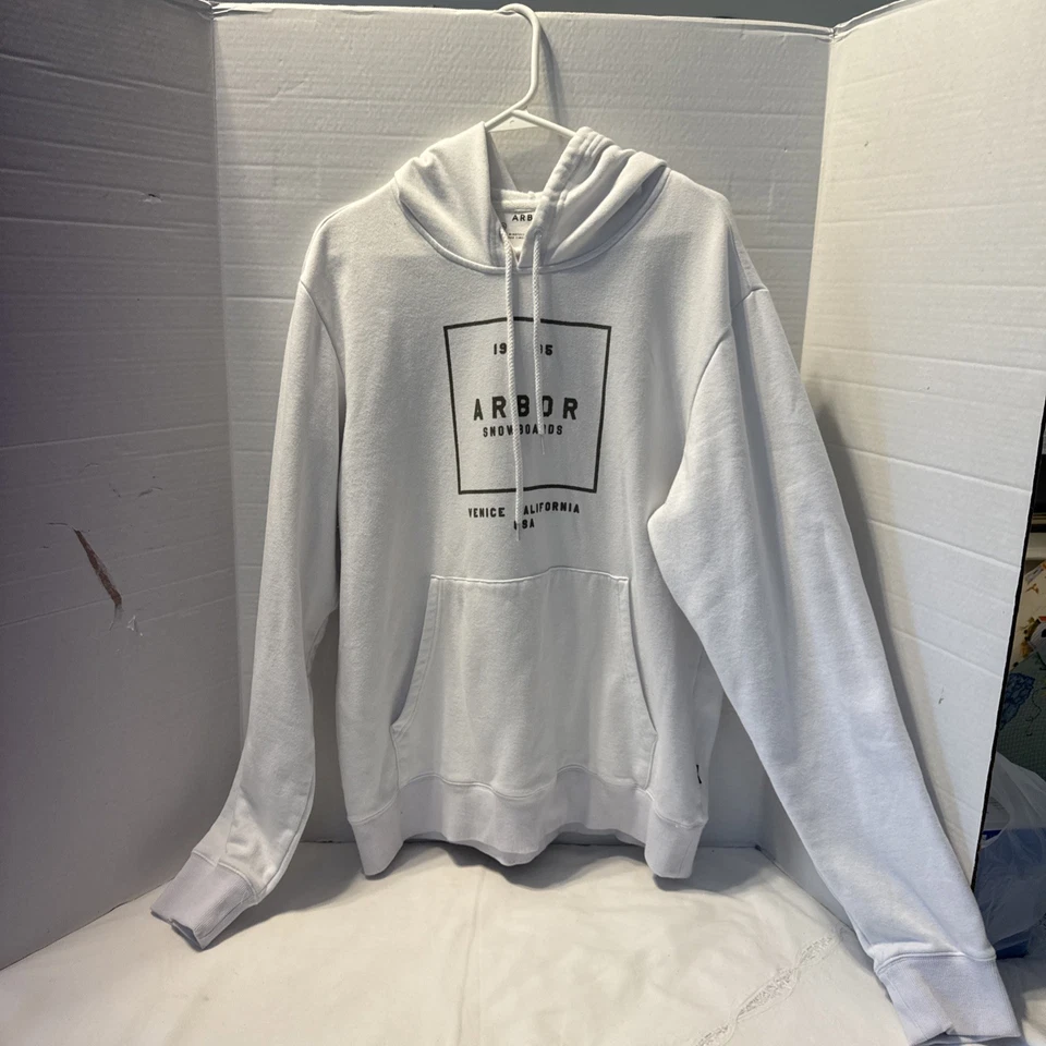 Arbor Collective Snowboards Clásico Para Hombre XL Sudadera con Capucha Blanca Foto 2 de 4