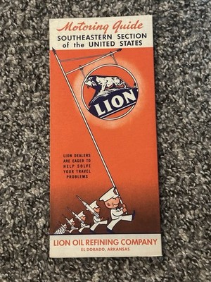 1942 Lion Oil Refining Co Road Map: Southeastern US NOS