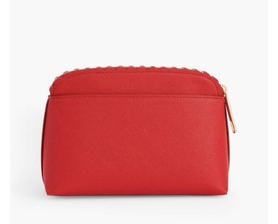 Talbots Scallop-Edge Red Cosmetic Case Travel Bag   Excellent Condition