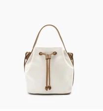LIKE DREAMS Mirage drawstring bucket top handle crossbody bag - Ivory / Tan