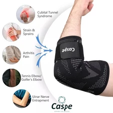 Caspe 2 Elbow Arm Support Sleeve Brace Grip Straps Wrap Gym Power Weight Lifting