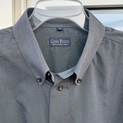 *GINO RIZZI high quality cotton* Gr. 45 Herren Hemd Herrenhemd AnthrazitGrau