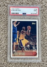 1996 Topps #138 Kobe Bryant Rookie Card RC PSA 9 Mint Lakers. rookie card picture