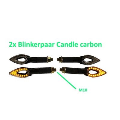 4x Candle LED Miniblinker carbon E-geprüft M10 12V für Yamaha XJ 600 N 3KN2 51J