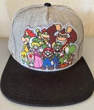 Super Mario Snapback Hat Cap Gray Black Flat ...