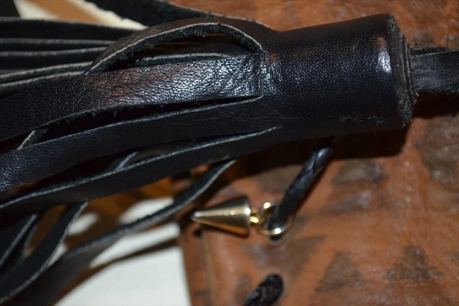 Bolso Bandolera Wendy Nichol New York Flecos Cuero Cubo Cordón USADO Foto 4 de 4