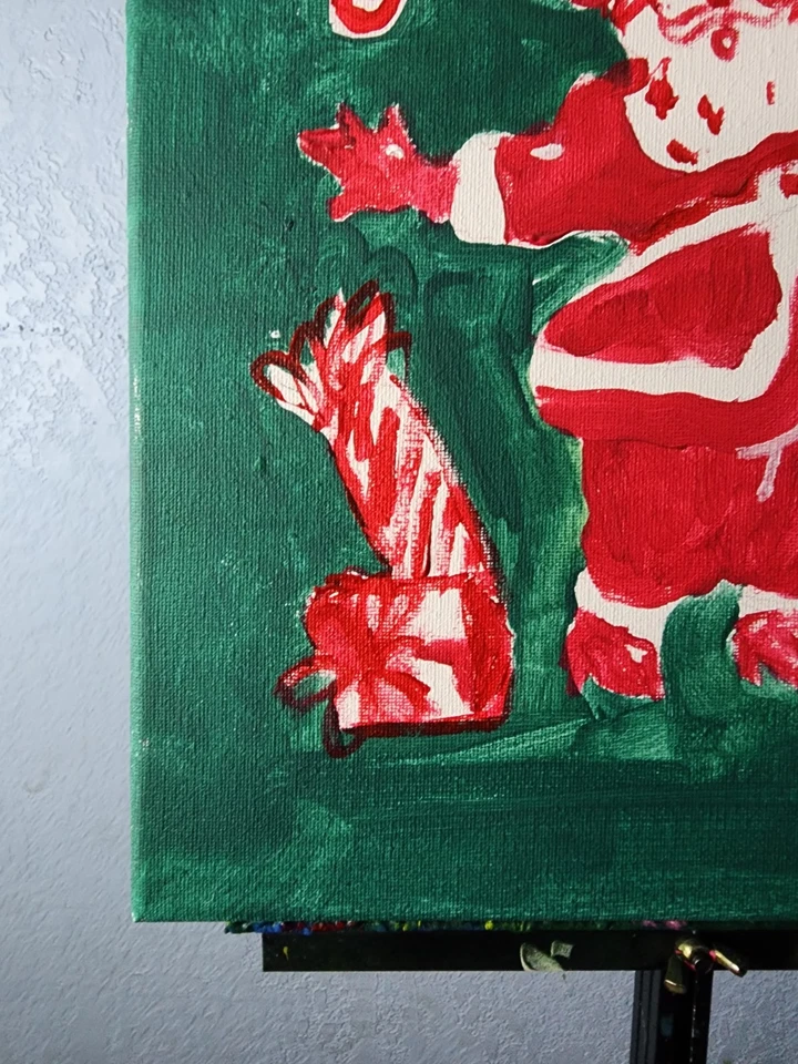 Arte Original Saludos 14x11 Colorido Arte Moderno Navidad Pintura sobre Lienzo Foto 3 de 4