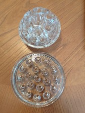2 Vintage Flower Frogs Glass Domed Reims 19 Hole  Flat 19 Hole 5" Flaw 3of6