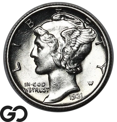 1931-S Mercury Dime, Lustrous Choice Gem BU++ Tougher Date