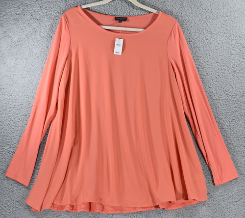 The Limited Bluse Damen Pfirsich Koralle Swing Tunika Große Langarm Rundhals