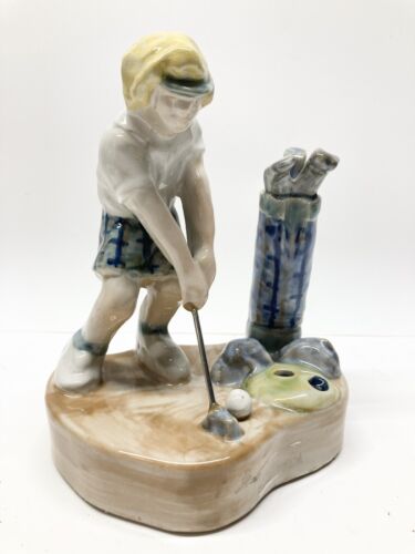 Louisville Stoneware Woman Female Girl Golfer Golfing Figurine Bud Vase - Picture 1 of 10