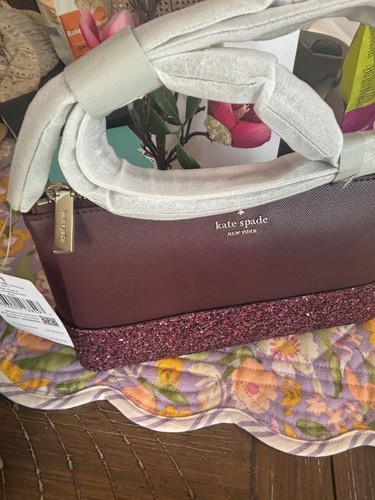 NWT Kate Spade Flash Glitter Fabric Mixed Crossbody Bag K8711 $279 Cherrywood