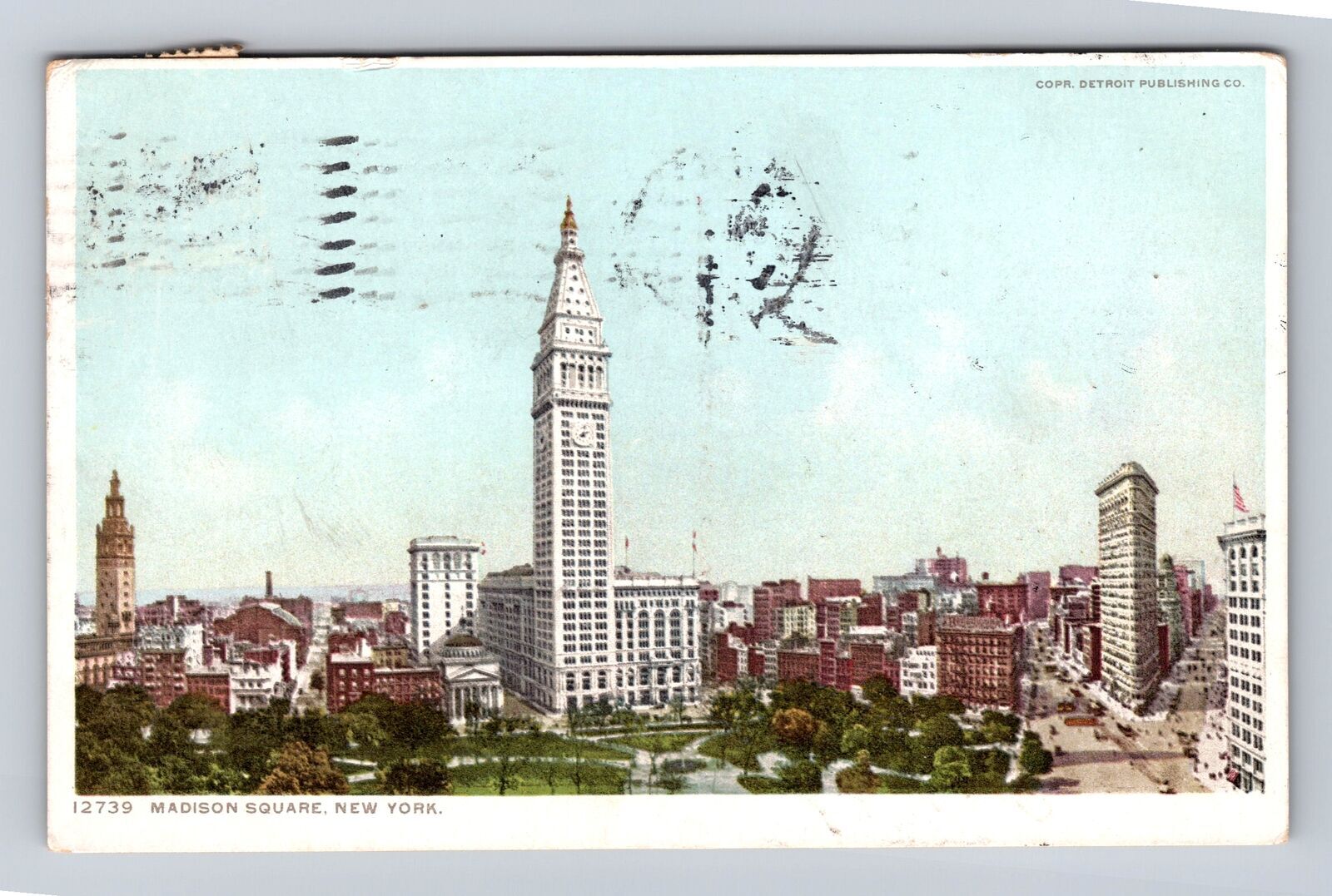 New York City NY- Madison Square, Advertisement, Vintage c1911 Souvenir Postcard