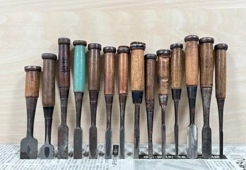 Vintage Japanese Chisel 14set Nomi /Hand Plane Saw Iron Hammer Hand Tool/d68 - Picture 2 of 24