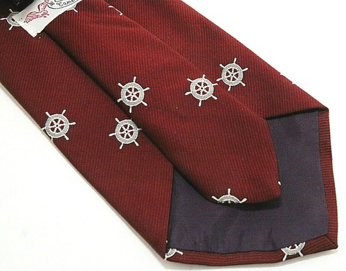 Vintage 70's Nautical Necktie Bates Bros Campus Shop Red Ship 56" x 4.25" Wide - Picture 5 of 6