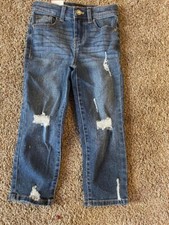 NWT CELEBRITY PINK GIRL'S MEDIUM BLUE DISTRESSED STRAIGHT LEG JEANS SIZE 4