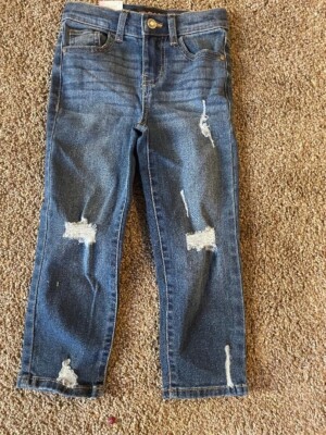 NWT CELEBRITY PINK GIRL'S MEDIUM BLUE DISTRESSED STRAIGHT LEG JEANS SIZE 4