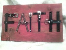 Faith Plaque Wood Sign Religious Rustic Wall Hanging Barn Home Decor Christian