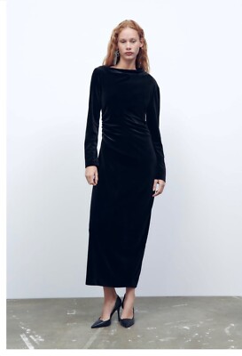 zara black velvet dress long sleeve Zara | Dresses | Zara Black Velvet Material Long Sleeve Dress