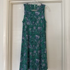 Ann Taylor LOFT Emerald Green Floral Print Sleeveless Knit Dress Small