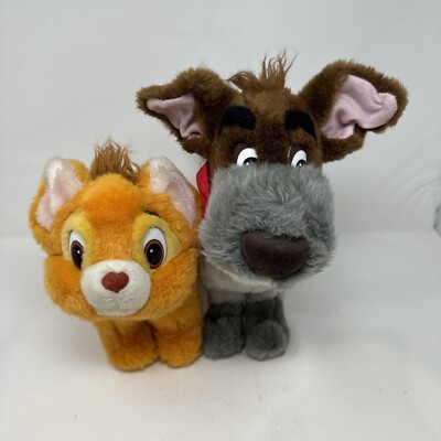 Vintage Disney Oliver and Company Orange Cat + Dodger Dog 10