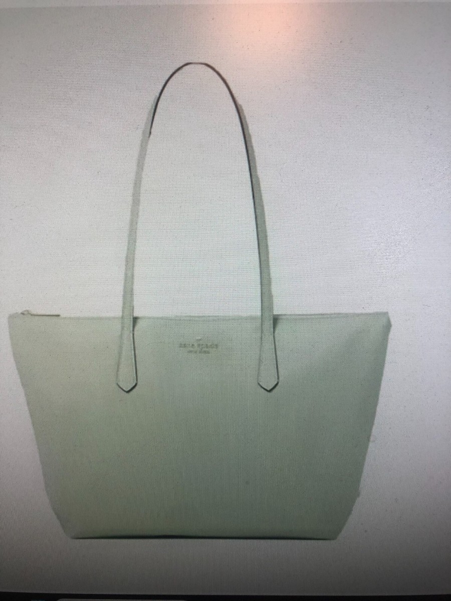 Kate Spade Kitt Nylon Medium Tote Platinum gray-NEW