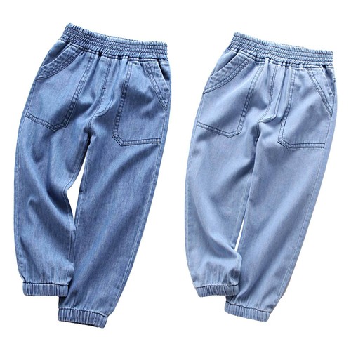 Kids Boys Girl Elastic Waistband Denim 