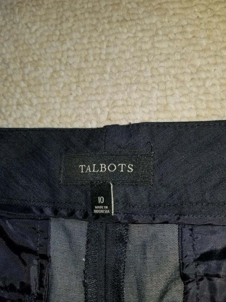 Pantalones Cortos Mujer-TALBOTS-Azul Marino Algodón Elástico Cambray tiro Medio Bermudas-10 Foto 4 de 4