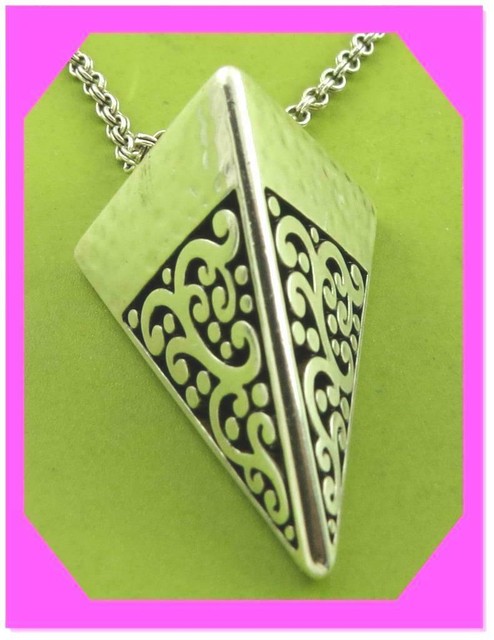 BRIGHTON ASTRID Triangle Pyramid Silver Pendant LONG  NECKLACE NWtag $68