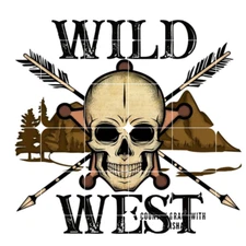 Sublimation Print Wild West Skull Ready to Press Heat Transfer