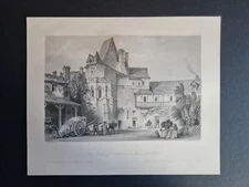 Antique (c.1845) print - Baths of Catherine de Medici - Blois - France - T Allom