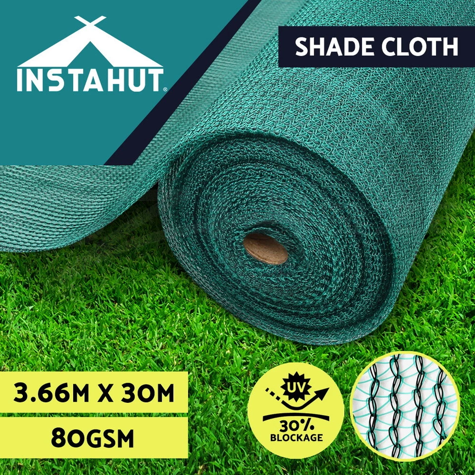 Instahut 30% Shade Cloth 3.66x30m Shadecloth Wide Heavy Duty Garden Mesh Roll GR