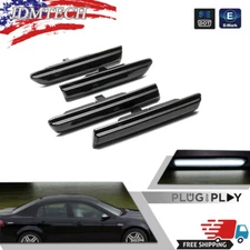 For 2004-08 Acura TL Front & Rear White LED Side Marker Light White Lamps Smoked