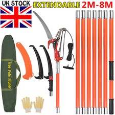 Manual Pole Saw Extendable Tree Pruner 6.8-27ft Fiberglass Pole Hook Knife UK