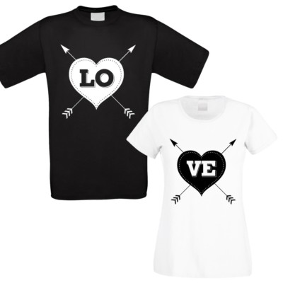 Partner Funshirts schwarz oder weiß: ''LOVE'' 100% Baumwolle NEU