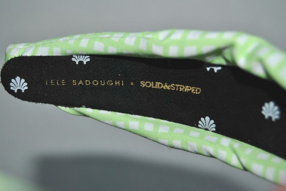 Lele Sadoughi Pistachio Gingham x Solid & Striped Printed Hard visor NWOT NWOT LELE SADOUGHI Solid & Striped Pistachio Gingham Knotted  main image 3