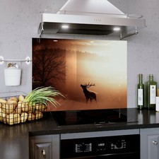Glass Splashback Kitchen Cooker Panel ANY SIZE Field View Stag Deer Forest 2065