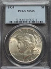 1935 P $1 Peace Silver Dollar PCGS MS 65 Philadelphia